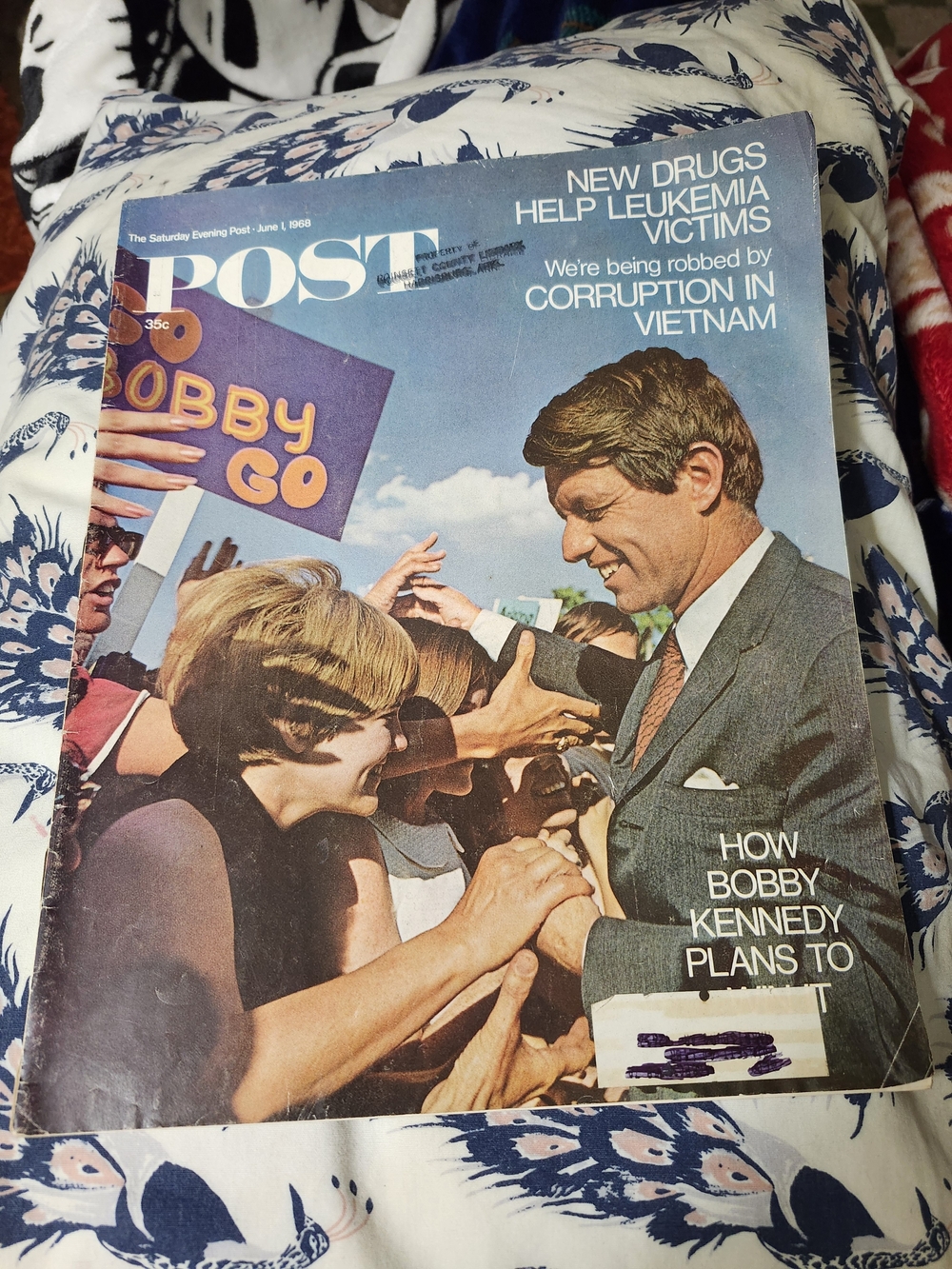 Vintage June 1, 1968 The Saturday Evening Post Magazine- Bobby Kennedy on Cover